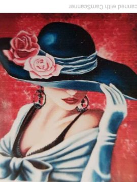 Diamond Paint Vrouw met hoed 40 x 40cm