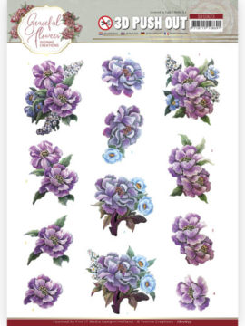 3D Push out – Purple Flowers – Graceful Flowers – Yvonne Creations