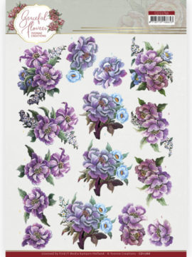 3D Knipvel Purple Flowers – Graceful Flowers – Yvonne Creations