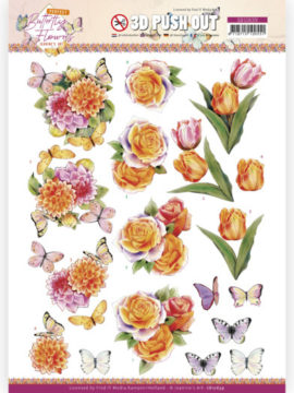 3D Push out – Perfect Butterfly Flowers Orange Rose – Jeanine’s Art