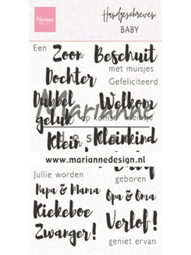 Clearstempel Handgeschreven Baby – Marianne Design (Nederlandse teksten)