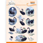 3D Knipvel - Black Swans - Elegant Swans - Amy Design