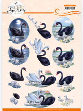 3D Knipvel – Black Swans – Elegant Swans – Amy Design