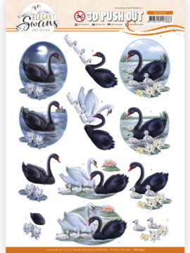 3D Push out – Black Swans  – Elegant Swans – Amy Design
