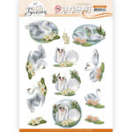 3D Push out - Love Swans  - Elegant Swans - Amy Design