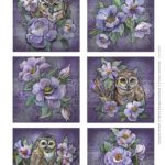 Scenery - Owls and Flowers Vierkant - Aquarella - Yvonne Creations
