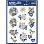3D Cutting Sheet - JA- A Perfect Christmas - Blue Christmas Flowers (HJ208)