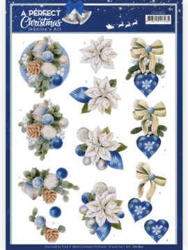 3D Cutting Sheet – JA- A Perfect Christmas – Blue Christmas Flowers (HJ208)