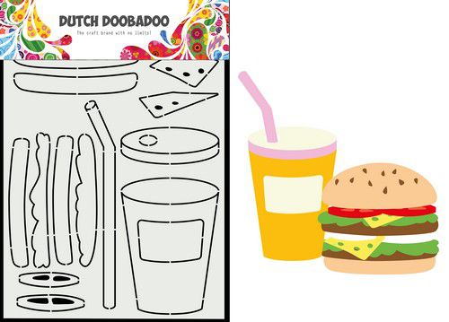 Card Art Hamburger + milkshake- Dutch Doobadoo