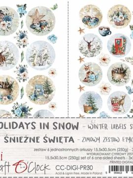Digi Label Winter Set Holidays In Snow,