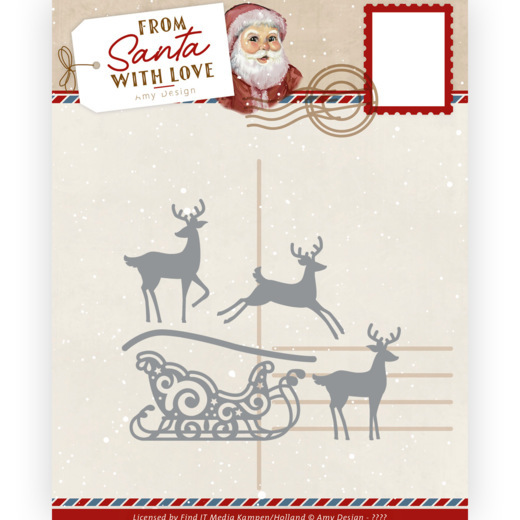 Dies – Amy Design – From Santa with love – Reindeer with Sleigh