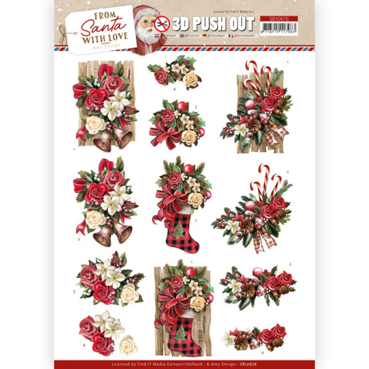 3D Push Out – Amy Design – From Santa with Love – Red Bow