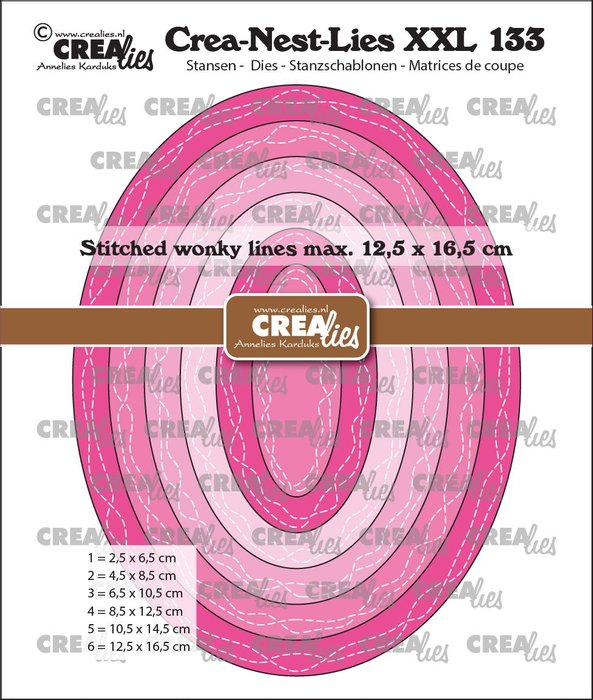 Snijmallen XXL133 ovalen met slingerende stiklijnen – Crealies