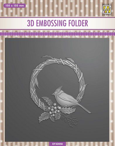 Nellie’s Choice 3D Emb. folder – Vierkant Kerst vogel