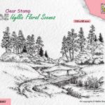 Nellie's Choice clearstamp - Idyllic Floral - beek met brug