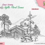 Nellie's Choice clearstamp - Idyllic Floral - Huisje met bomen