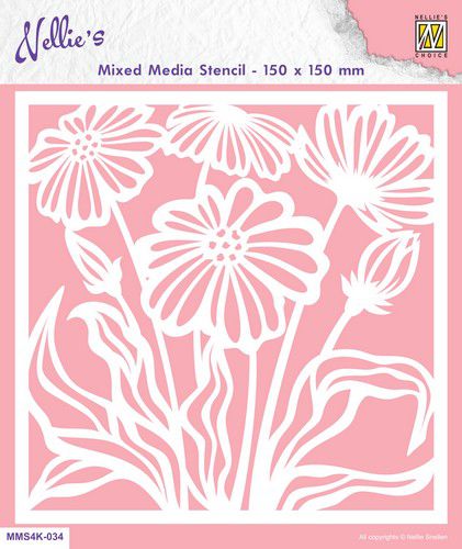 Nellie’s Choice Mixed Media Stencils vierkant Bloemen – 1