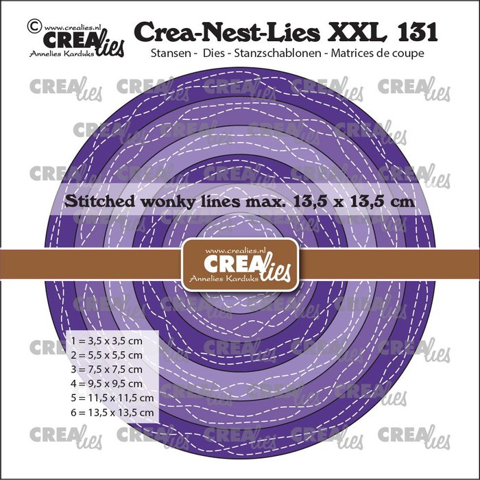Snijmallen XXL131 Cirkels met slingerende stiklijnen – Crealies