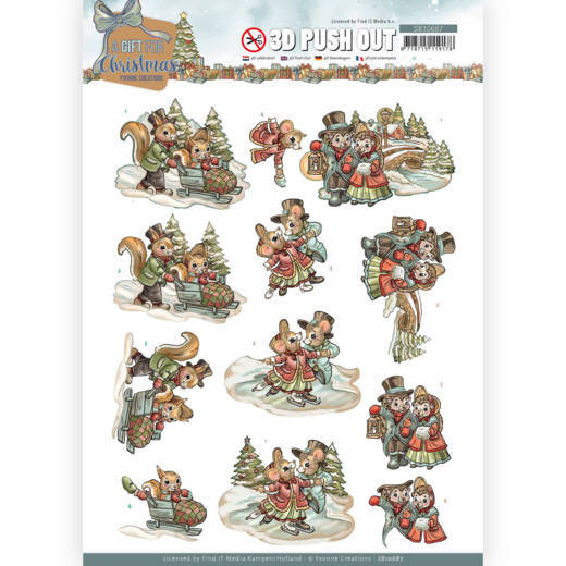 3D Push Out – Yvonne Creations – A Gift for Christmas – Snowfun
