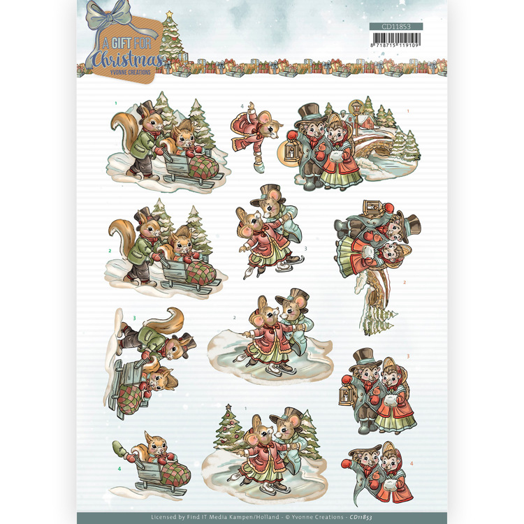 3D Cutting Sheet – Yvonne Creations – A Gift for Christmas – Snowfun