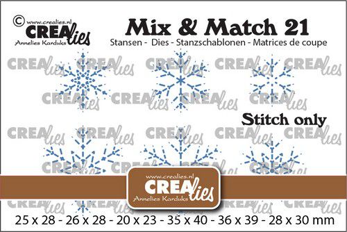 Snijmal Sneeuwvlokken 6x stiksteek Mix & Match nr 21 – Crealies