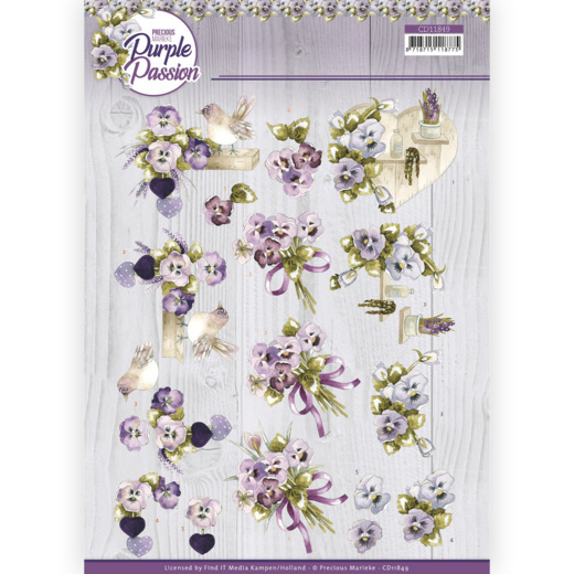 3D Cutting Sheet – Precious Marieke – Purple Passion – Purple Violets