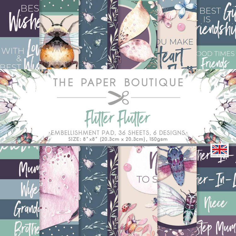 The Paper Boutique Flitter Flutter 8×8 Embellishments Pad