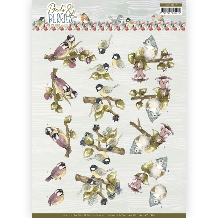 3D Cutting Sheet – Precious Marieke – Birds and Berries – Gooseberries