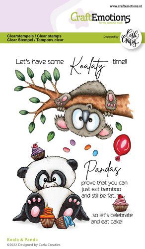 CraftEmotions clearstamps A6 – Koala & Panda (EN) Carla Creaties