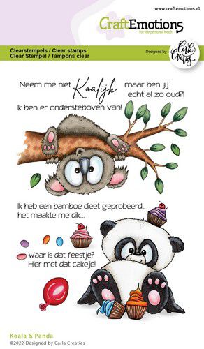 CraftEmotions clearstamps A6 – Koala & Panda (NL) Carla Creaties