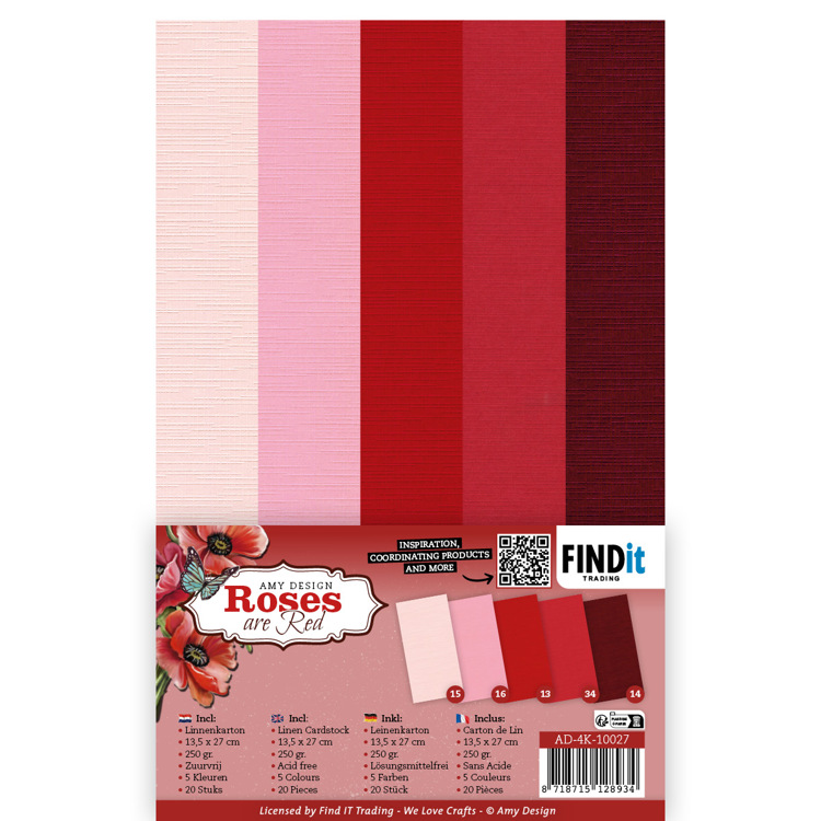 Linen Cardstock Pack – 4K – Amy Design – Roses are Red