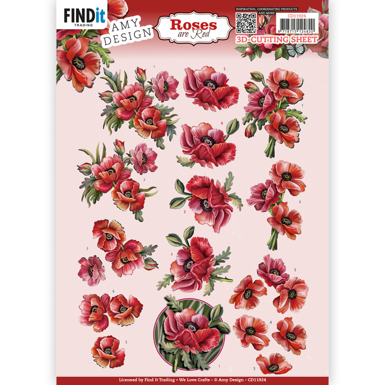 3D Cutting Sheets – Amy Design – Roses Are Red – Poppies