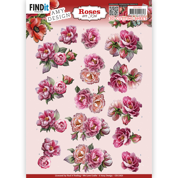 3D Cutting Sheets – Amy Design – Roses Are Red – Peonies