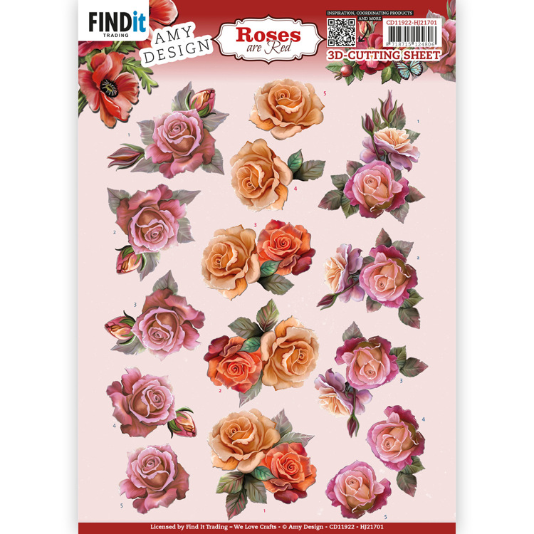 3D Cutting Sheets – Amy Design – Roses Are Red – Roses