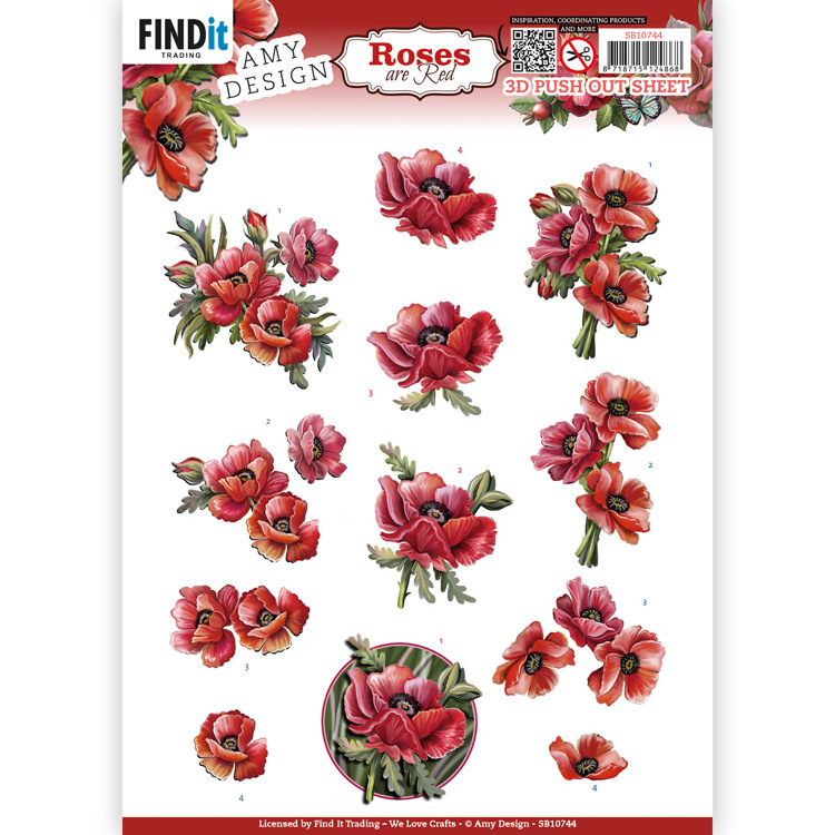 3D Push Out – Amy Design – Roses Are Red – Poppies