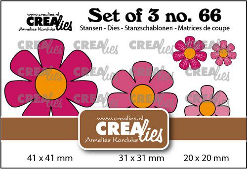 Crealies Set of 3 Bloemen no. 28 met/zonder groefjes