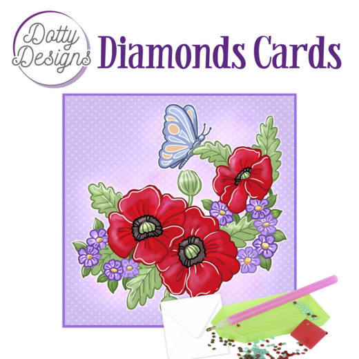 Dotty Designs Diamond Cards – Red Flowers