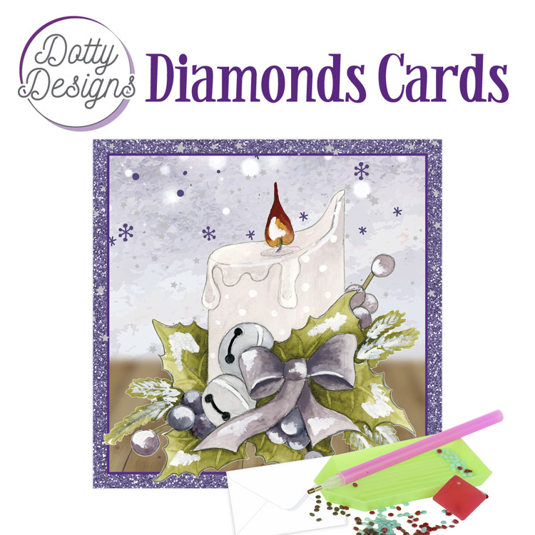 Dotty Designs Diamond Cards – Candle with Purple Bow