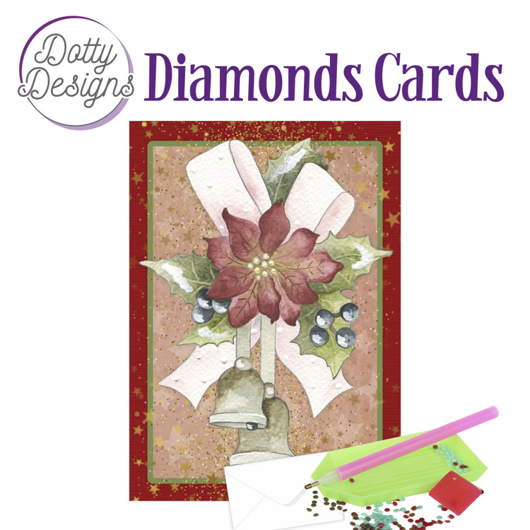 Dotty Designs Diamond Cards – Christmas Bells with Red Flower
