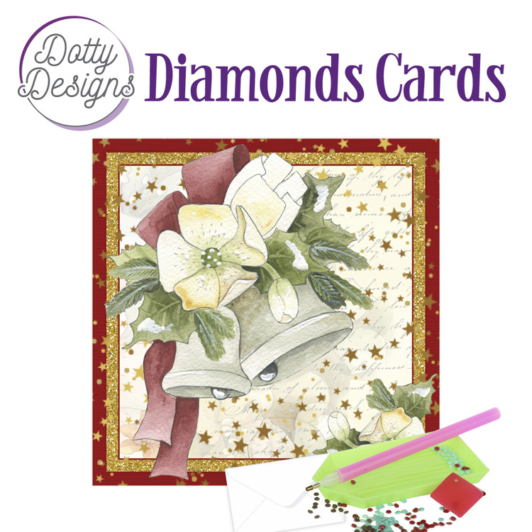Dotty Designs Diamond Cards – Christmas Bells with White Flowers