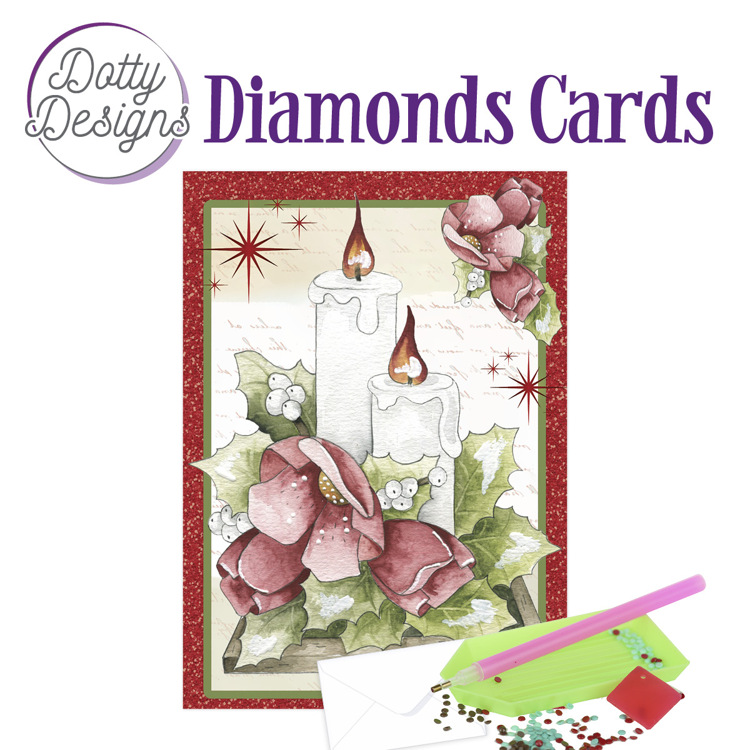 Dotty Designs Diamond Cards – Candles and Red Flowers