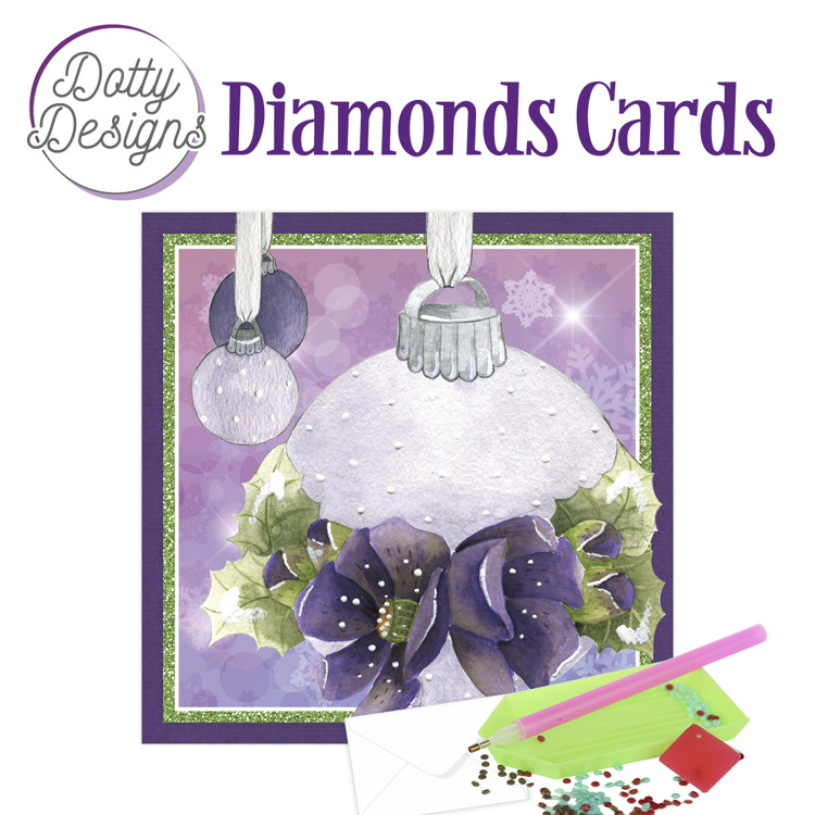 Dotty Designs Diamond Cards – Christmas Bauble in Purple