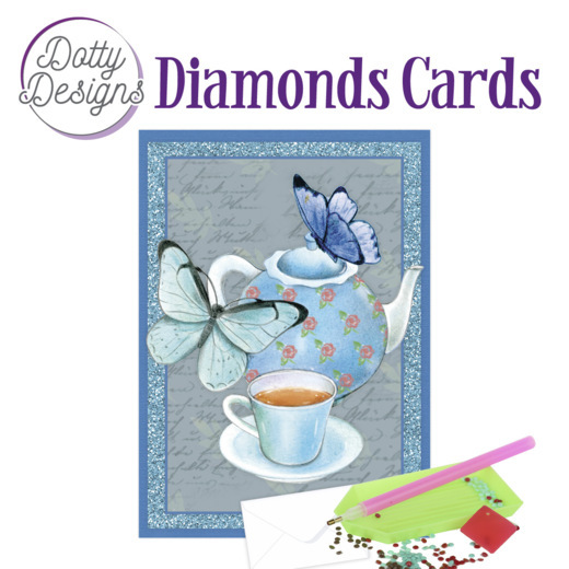 Dotty Designs Diamond Cards – Teapot with butterflies