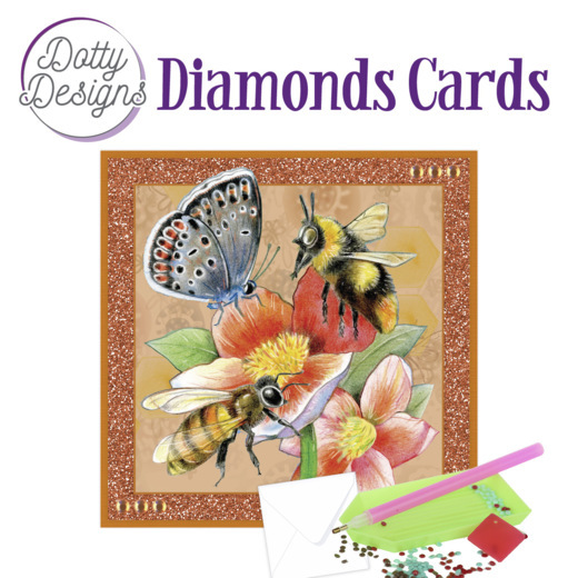 Dotty Designs Diamond Cards – Red Flower with Bees