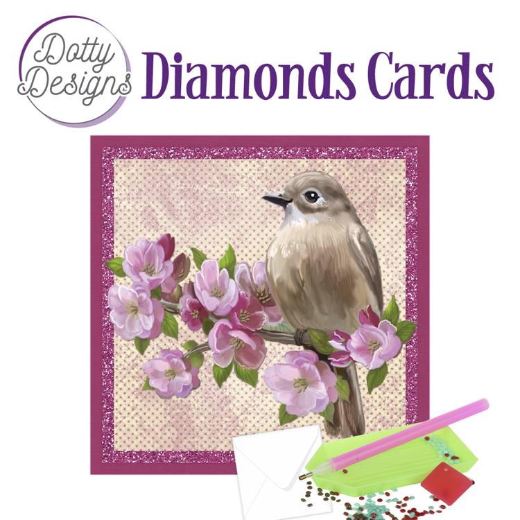 Dotty Designs Diamond Cards – Bird on Flowering Branch