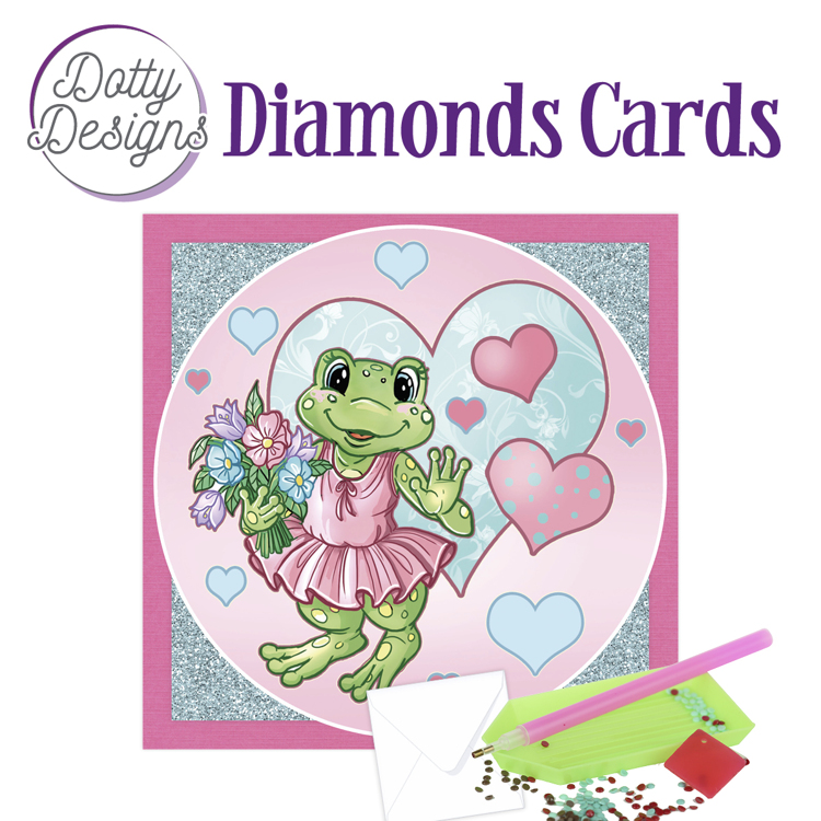 Dotty Designs Diamond Cards – Frog with Flowers