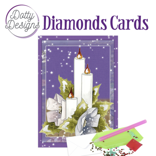 Dotty Designs Diamond Cards – 3 Candles with Flowers