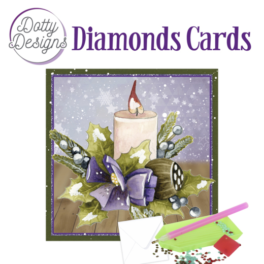 Dotty Designs Diamond Cards – Candle with Purple Bow