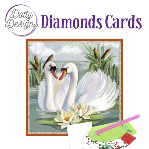 Dotty Designs Diamond Cards – White Swans
