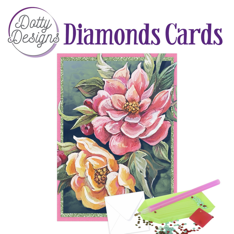 Dotty Designs Diamond Cards – Red and yellow flower